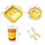 Baby Dish Geschirr Set Cartoon Gabel Fütterung Gerichte für Kinder Utensilien Natürliche Bambus Faser Schüssel Mit Tasse Löffel Platte – Bild 3