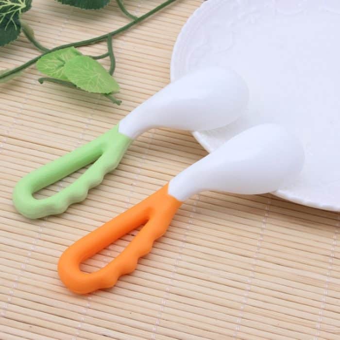 2 PCS Baby Gebogene Löffel Essen Löffel Baby Schnuller Fütterung Löffel Feste Lieferungen Gebogene Löffel Kinder Geschirr, Curved Spoon – Bild 4