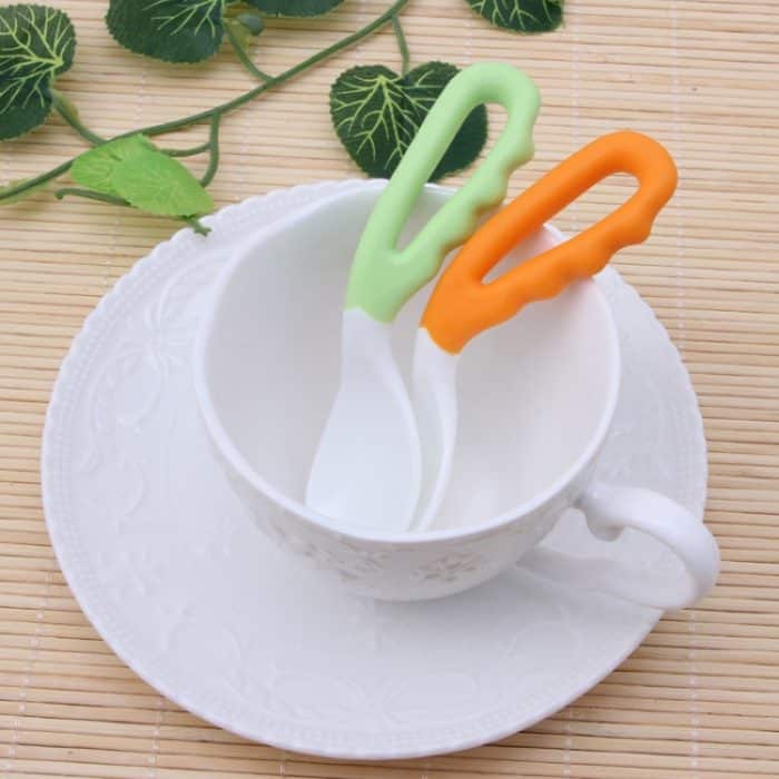 2 PCS Baby Gebogene Löffel Essen Löffel Baby Schnuller Fütterung Löffel Feste Lieferungen Gebogene Löffel Kinder Geschirr, Curved Spoon – Bild 6