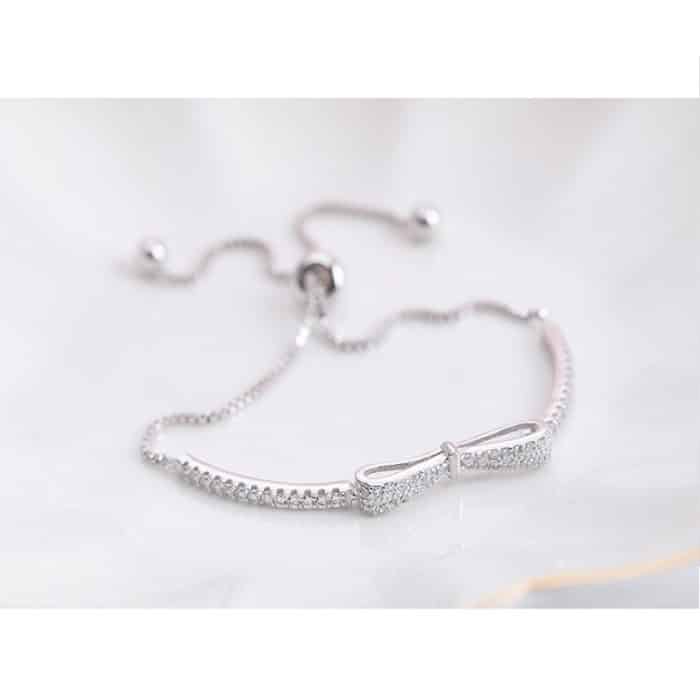 925 Sterling Silber Armband Schleife Mädchen Stretch-Armband – Bild 3