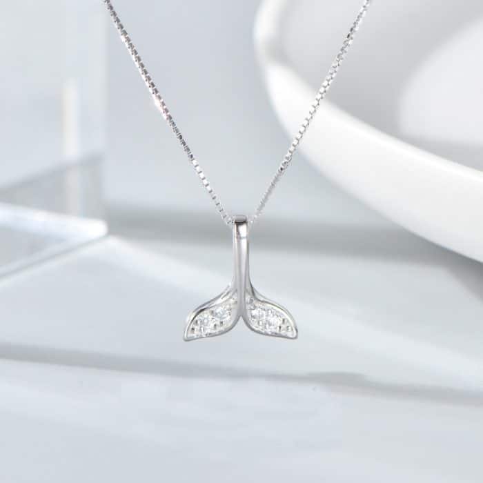 S925 Sterling Silber Fischschwanz Halskette Mädchen Schmuck Walschwanz Halskette – Bild 4