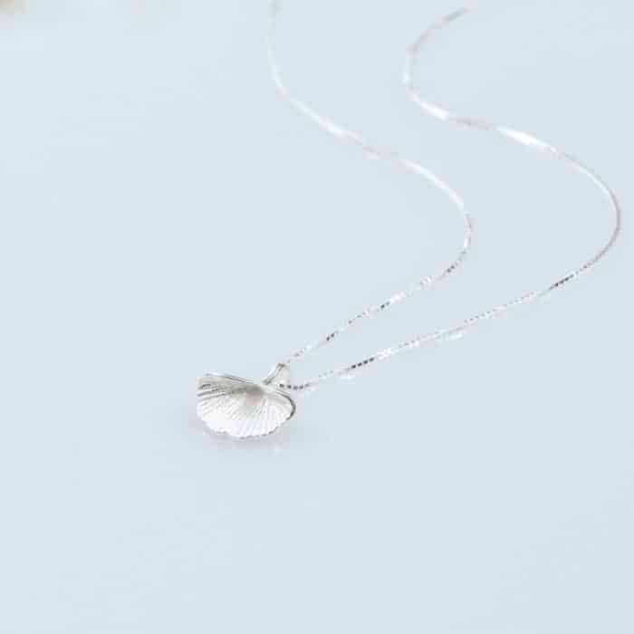 Halskette mit Ginkgoblatt-Anhänger aus S925-Sterlingsilber – Bild 2