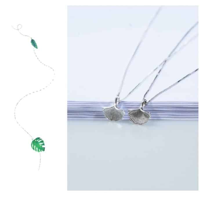 Halskette mit Ginkgoblatt-Anhänger aus S925-Sterlingsilber – Bild 3