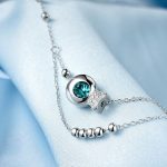 Fußkettchen aus S925-Sterlingsilber mit eingelegtem Zirkon und Fußschmuck für Mädchen mit doppelten runden Perlen