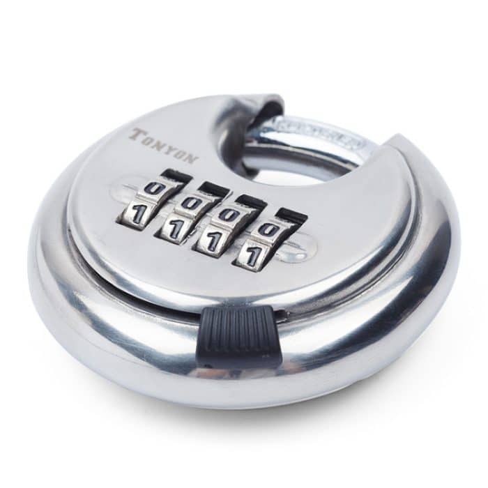 TBD0545996901A.jpg Edelstahl-Passwort-Vorhängeschloss 304, wasserdicht und rostfrei, für den Außenbereich, Hoftür, Schrankschloss, rundes Kuchenschloss, Password Padlock Round Cake Lock – Bild 1