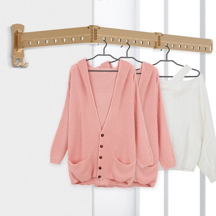 Kleiderständer, zusammenklappbarer Teleskop-Balkon-Wäscheständer, für den Innenbereich, wandmontierte Kleiderstange für den Haushalt, Golden Long (3 Sections), Silver Long (3 Sections), Black Long (3 Sections), Rose Gold Long (3 Sections)... – Bild 8