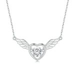 Sterling Silber S925 Vibrant Wings weißvergoldete Zirkon-Halskette