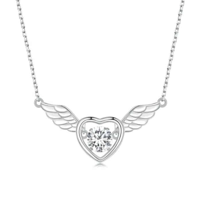 Sterling Silber S925 Vibrant Wings weißvergoldete Zirkon-Halskette – Bild 1