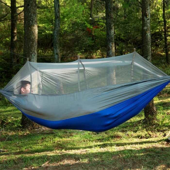 1-2 Personen Outdoor Moskitonetz Fallschirm Hängematte Camping Hängendes Schlafbett Schaukel Tragbarer Doppelstuhl, 260 x 140 cm, 260x140cm Blue Grey, 260x140cm Pink, 260x140cm Pink Blue, 260x140cm Green, 260x140cm Yelliw Green – Bild 2