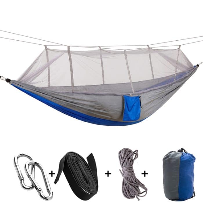 1-2 Personen Outdoor Moskitonetz Fallschirm Hängematte Camping Hängendes Schlafbett Schaukel Tragbarer Doppelstuhl, 260 x 140 cm, 260x140cm Blue Grey, 260x140cm Pink, 260x140cm Pink Blue, 260x140cm Green, 260x140cm Yelliw Green – Bild 3