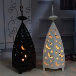 Nachtlicht aus Eisen, ländliche Retro-Windlicht-Kerzendekoration – Bild 9