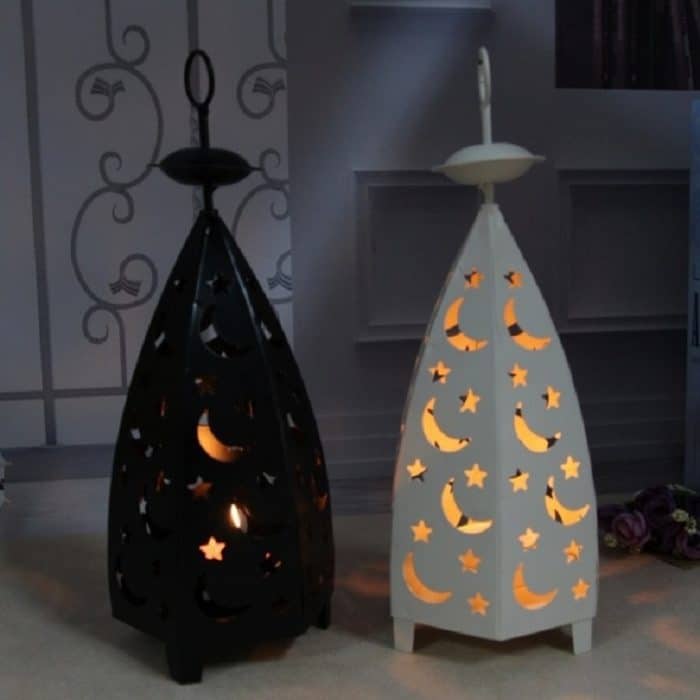 Nachtlicht aus Eisen, ländliche Retro-Windlicht-Kerzendekoration – Bild 9