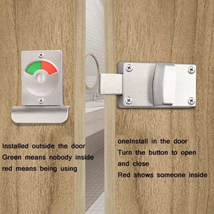 Toiletten-Türschloss mit rotem und grünem Display, öffentliche Toilette, Edelstahl-Bolzenschloss, Indicating lock With Handle – Bild 6