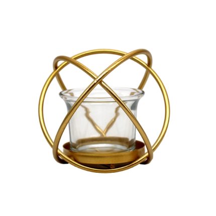2 PCS Kreative Eisen Kunst Aromatherapie Kerzenhalter Desktop Dekoration Geometrische Metall Kerzenhalter, Golden, Black