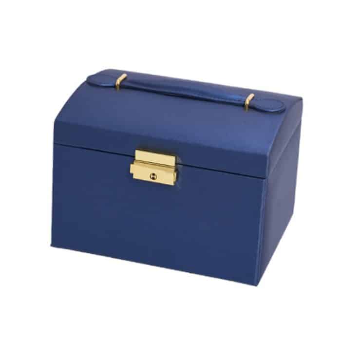 Dreischichtige Schubladen-Schmuckaufbewahrungsbox aus Leder mit Schloss – Bild 8