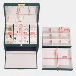 Dreischichtige Schubladen-Schmuckaufbewahrungsbox aus Leder mit Schloss – Bild 3