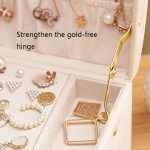 Dreischichtige Schubladen-Schmuckaufbewahrungsbox aus Leder mit Schloss – Bild 5