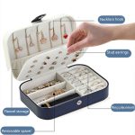 Doppelschichtige Schmuck-Aufbewahrungsbox, Ohrringe, Ring, tragbare Flanell-Schmuckschatulle – Bild 4