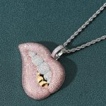 Sexy Lippenbeißende Hip-Hop-Anhänger-Micro-Set-Zirkon-Halskette – Bild 5