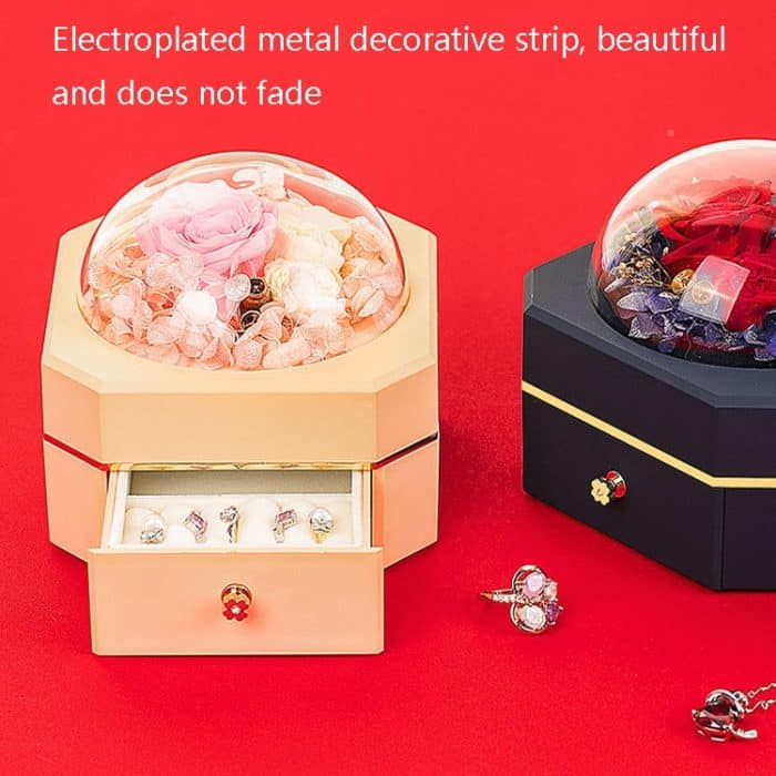Achteckige Geschenkbox mit einer Schublade, ewige Blumen-Schmuckschatulle – Bild 4