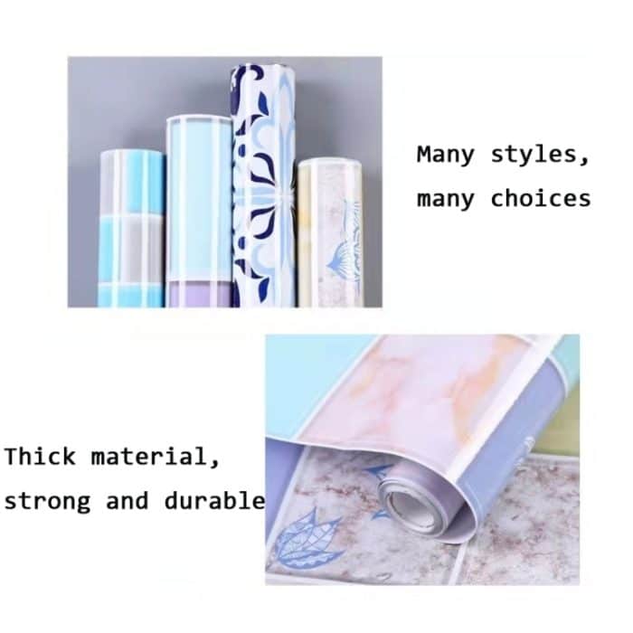 2 Stück Küchen-Anti-Rauch-Fliesen-Wandaufkleber, Herd-Tapete, Happy Every Day, Purple Vine, Blossoming Flowers, Blue Ans White Porcelain – Bild 4