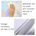 2 Stück Küchen-Anti-Rauch-Fliesen-Wandaufkleber, Herd-Tapete, Happy Every Day, Purple Vine, Blossoming Flowers, Blue Ans White Porcelain – Bild 5