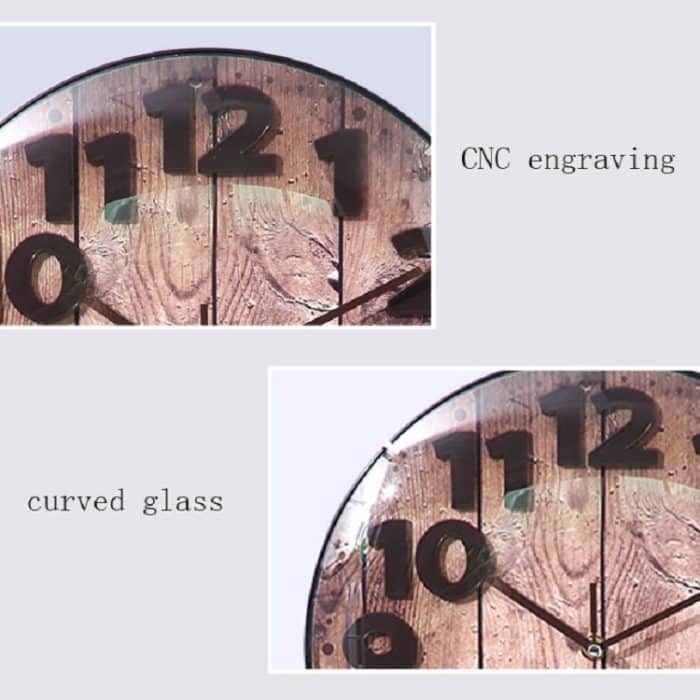 Einfache dreidimensionale digitale runde Wanduhr aus Holzmaserung im Retro-Stil – Bild 4