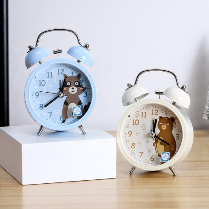 Cartoon Wecker klingelt am Bett der Studenten Metall Wecker mit Nachtlicht, Farbe Random Deilvery – Bild 6