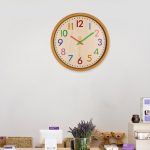 12 Zoll Wohnzimmer Kreative Farbe Holzmaserung Wanduhr Quarzuhr Klassenzimmer Kinder Persönlichkeit Wanduhr – Bild 6