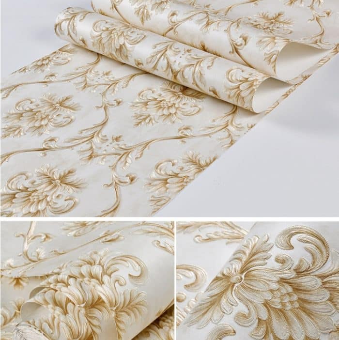 3D-Mustertapete Damaskus Selbstklebende Tapete Vliesgeprägtes tiefgeprägtes Hintergrundwandpapier, 0.53 x 3m – Bild 3