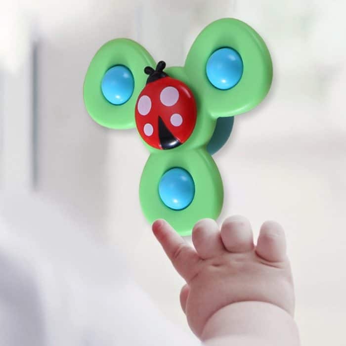 3-in-1-Fingerspitzen-Spinner-Babyrassel Dreifarbiger Insektensauger Drehen und drehen Sie lustiges Baby-Badespielzeug – Bild 5