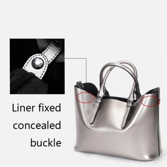 L5032 Große Kapazität Messenger Frauen Tasche Rindsleder Pendler Tote Schulter Tasche, Red Wine, Blue, Charcoal Black, Bronze, Silver – Bild 12