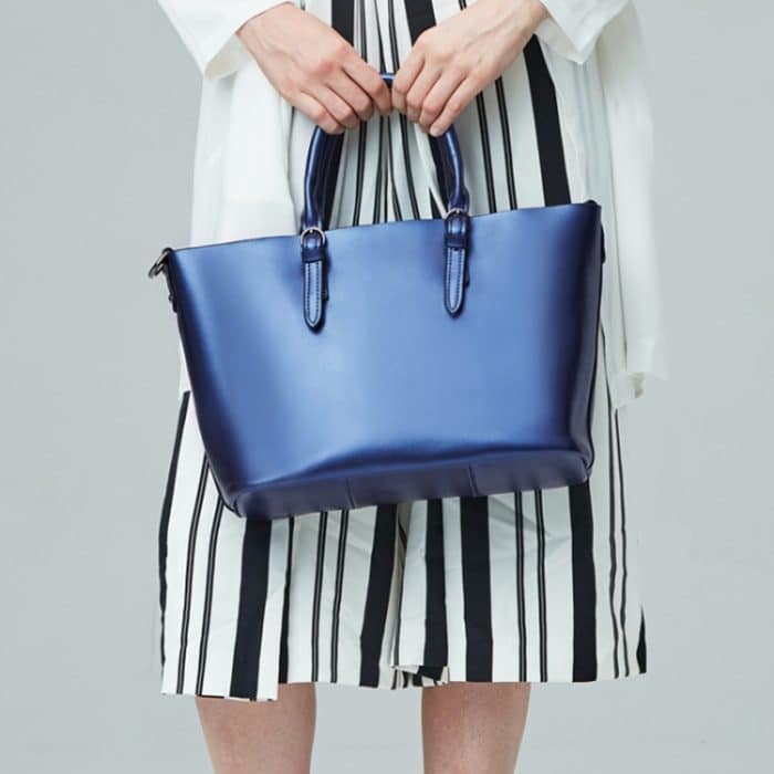 L5032 Große Kapazität Messenger Frauen Tasche Rindsleder Pendler Tote Schulter Tasche, Red Wine, Blue, Charcoal Black, Bronze, Silver – Bild 15