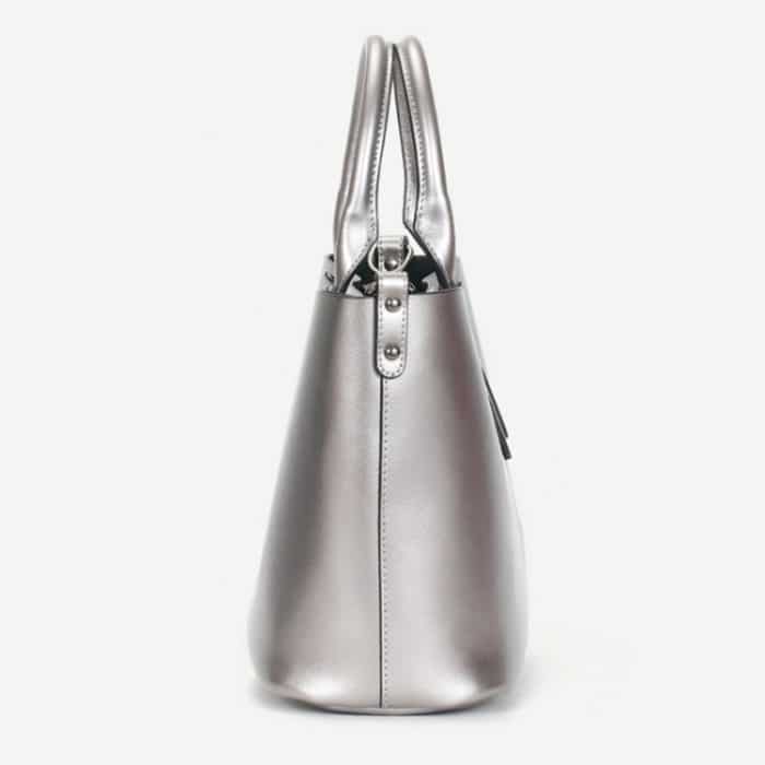 L5032 Große Kapazität Messenger Frauen Tasche Rindsleder Pendler Tote Schulter Tasche, Red Wine, Blue, Charcoal Black, Bronze, Silver – Bild 3