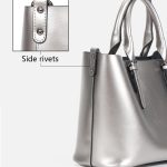 L5032 Große Kapazität Messenger Frauen Tasche Rindsleder Pendler Tote Schulter Tasche, Red Wine, Blue, Charcoal Black, Bronze, Silver – Bild 10