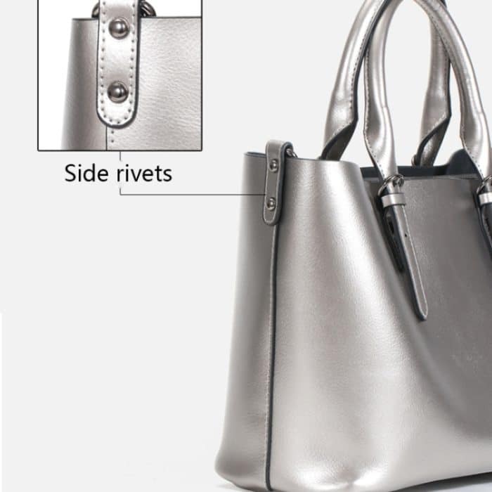 L5032 Große Kapazität Messenger Frauen Tasche Rindsleder Pendler Tote Schulter Tasche, Red Wine, Blue, Charcoal Black, Bronze, Silver – Bild 10