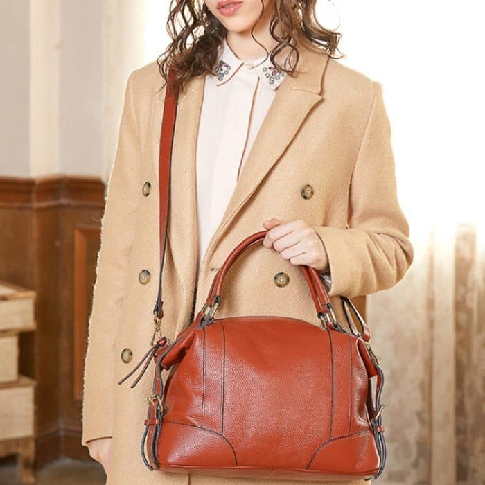 2P1006 Damen-Umhängetasche aus Leder mit einer Schulter, Royal Blue (S), Lake Blue  (S), Orange  (S), Beige  (S), Black (S), Brown  (S), Black (L), Lake Blue (L), Orange (L), Brown (L), Royal Blue (L) – Bild 8