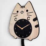 Holz Cartoon Uhren Home Decoration Wohnzimmer Katze Wagging Tail Swinging Wanduhr – Bild 3