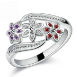 Tricolor Flower Fashion Color Tail Diamantring – Bild 4
