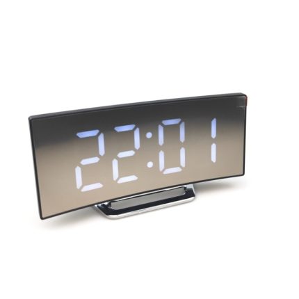 6507 Elektronische Uhr mit gebogenem Großbildschirm, LED-Spiegel, stummgeschalteter Wecker, White, Red, Green