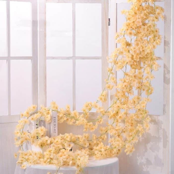 2 Stück Simulation Sakura Rattan Kunststoff dekorative Blumenrebe, 135 Flowers Champagne, 135 Flowers Light Pink, 135 Flowers Deep Pink, 135 Flowers White, 256 Flowers Light Pink, 256 Flowers Deep Pink, 256 Flowers White – Bild 1