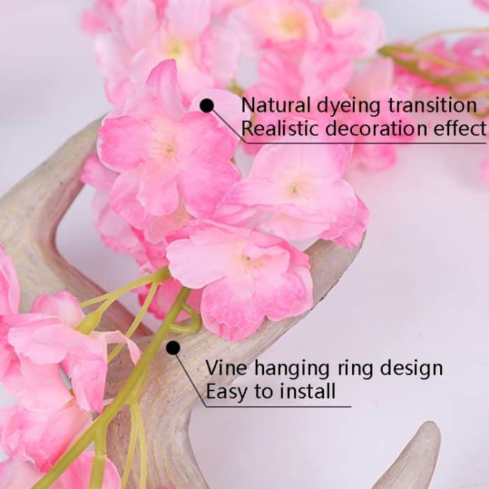 2 Stück Simulation Sakura Rattan Kunststoff dekorative Blumenrebe, 135 Flowers Champagne, 135 Flowers Light Pink, 135 Flowers Deep Pink, 135 Flowers White, 256 Flowers Light Pink, 256 Flowers Deep Pink, 256 Flowers White – Bild 4