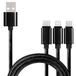 5 Stück 2A 3-in-1-USB-auf-USB-C/Typ-C + 8-poliges + Micro-USB-geflochtenes Datenkabel