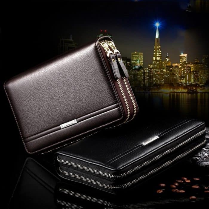 LEINASEN A80 Multi-Card Herren-Handtasche, doppelter Reißverschluss, große Kapazität – Bild 2