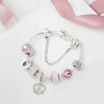 SL85 Farbige Glasur Perlenarmband mit großem Loch, Legierung, rosa Serie, Liebesvogel-Anhänger-Armband, Größe: – Bild 5