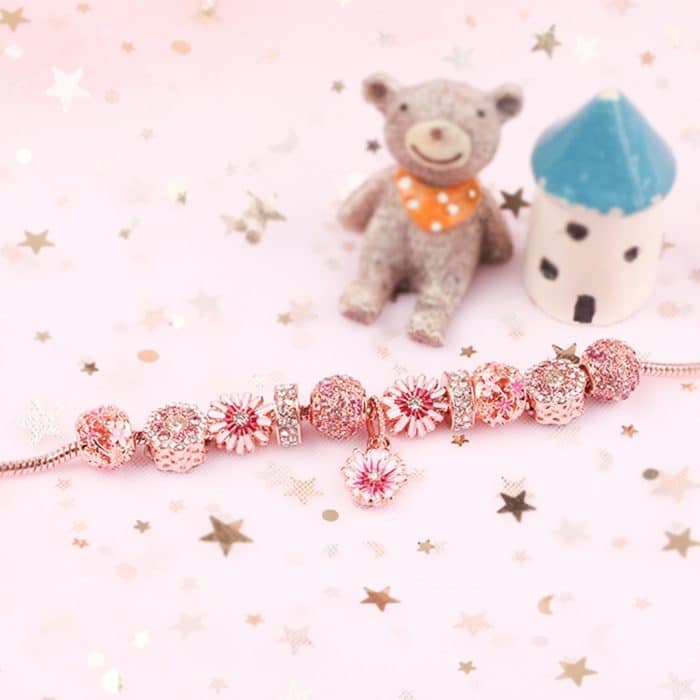 SL122 Damen-Accessoire-Armband aus Roségold mit Perlen, Größe: – Bild 3