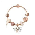MGZ03 Roségoldenes Love-Herz-Schloss-Dekorarmband, Länge: