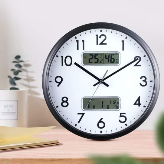 13-Zoll-Dual-Screen-LED-Display-Wanduhr Wohnzimmertemperatur- und Luftfeuchtigkeitskalender Multifunktionsuhr, Dual-screen LED Display Wall Clock – Bild 2