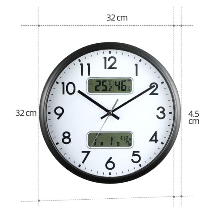 13-Zoll-Dual-Screen-LED-Display-Wanduhr Wohnzimmertemperatur- und Luftfeuchtigkeitskalender Multifunktionsuhr, Dual-screen LED Display Wall Clock – Bild 3