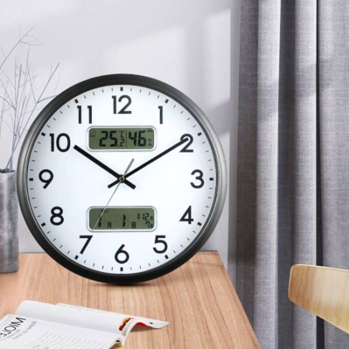 13-Zoll-Dual-Screen-LED-Display-Wanduhr Wohnzimmertemperatur- und Luftfeuchtigkeitskalender Multifunktionsuhr, Dual-screen LED Display Wall Clock – Bild 6